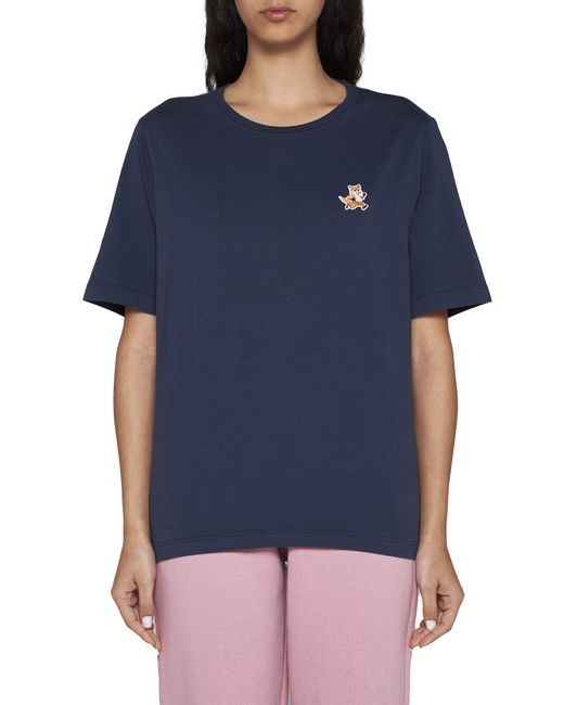 Maison Kitsuné Blue Aison Kitsuné Speedy Fox Patch Crewneck T-Shirt