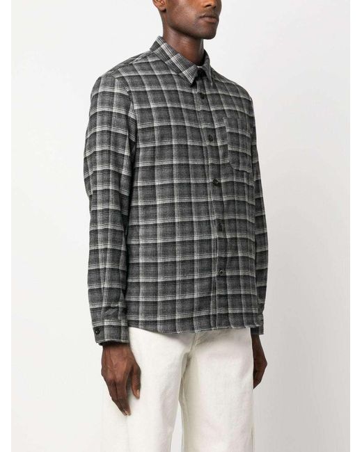A.P.C. Gray Checked Wool-Blend Shirt for men