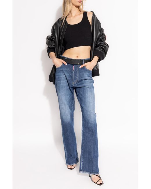 DSquared² Blue Logo Patch Flared Jeans