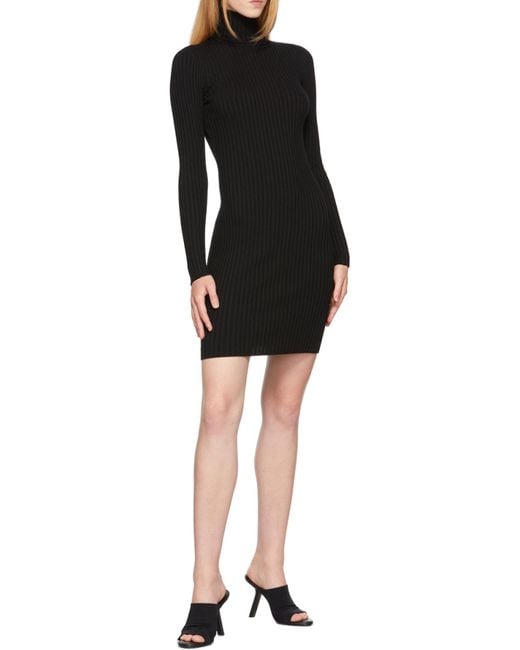 Wolford Black Ribbed Knit Long-Sleeved Mini Dress