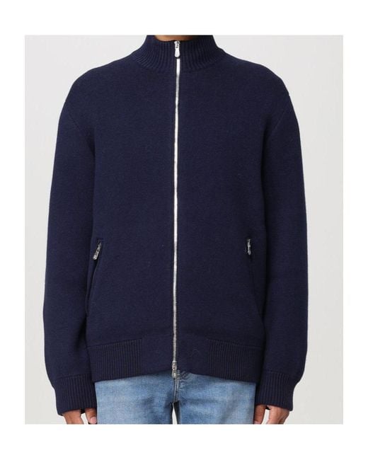 Brunello Cucinelli Blue Long-Sleeved Cardigan for men