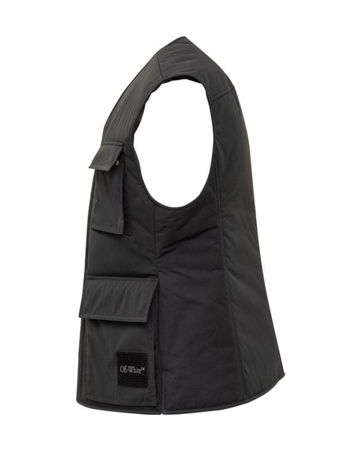 Off-White c/o Virgil Abloh Black Wave Tag Padded Vest for men