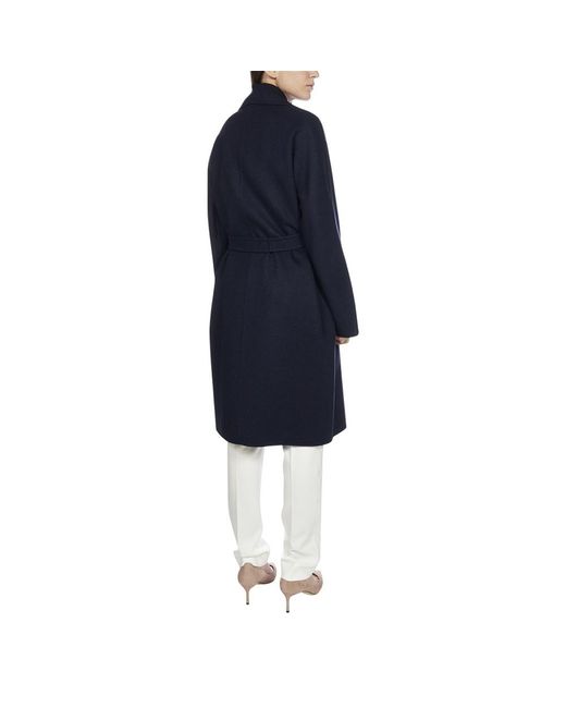 Max Mara Blue Doppia Girdle Coat