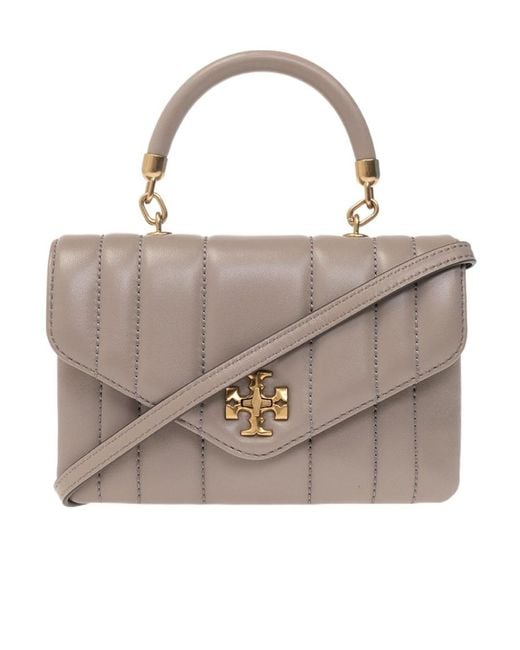 Tory Burch Gray Mini Kira Top Handle Leather Tote Bag