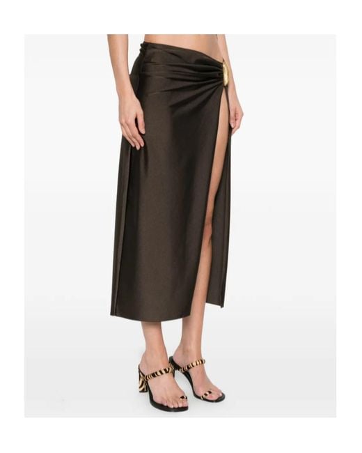 Jonathan Simkhai Brown Gathered Embellished Midi Skirt