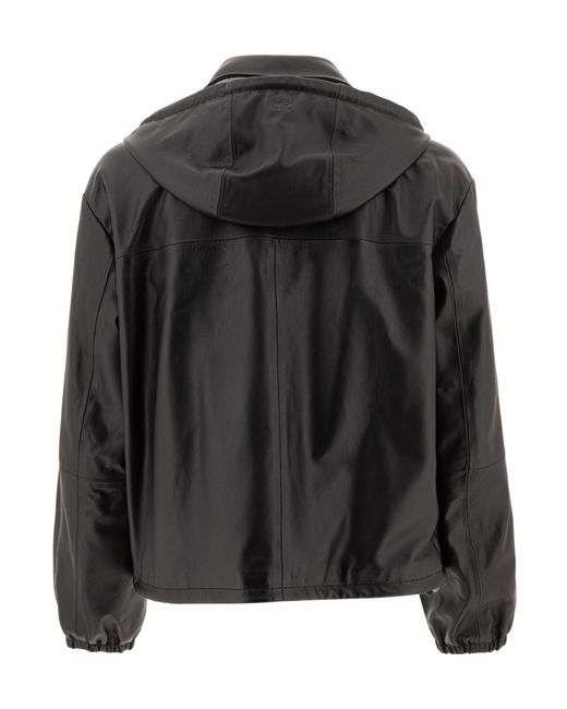 Loewe Black Long-Sleeved Leather Jacket for men