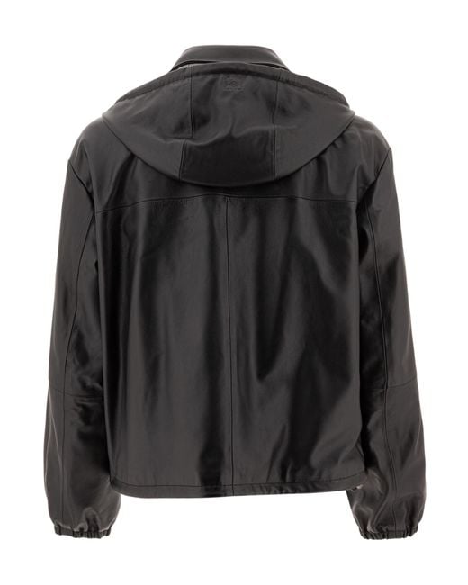 Loewe Black Long-Sleeved Leather Jacket for men