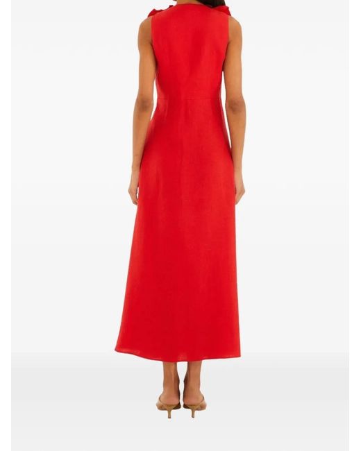 Farm Rio Red 3D Floral Maxi Dress