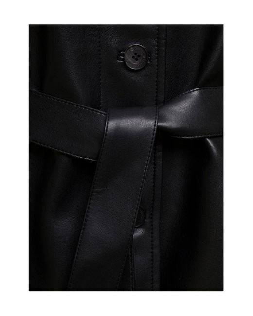 Low Classic Black Patent-Finish Belted Trench Coat