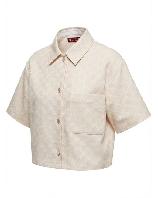 Gucci White Gg Cotton Gabardine Shirt