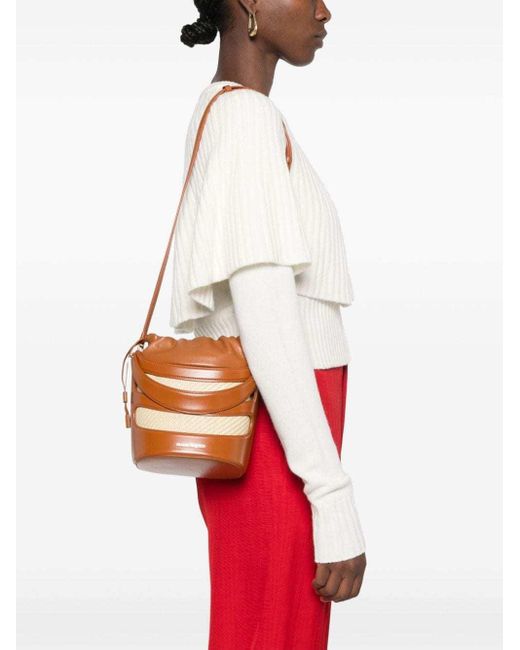 McQueen Brown The Rise Drawstring Bucket Bag