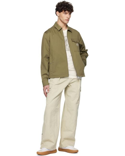 Moncler Green Cotton Gabardine Zip-Up Shirt Jacket for men