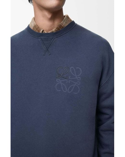 Loewe Blue Anagram-Detail Cotton Sweatshirt for men