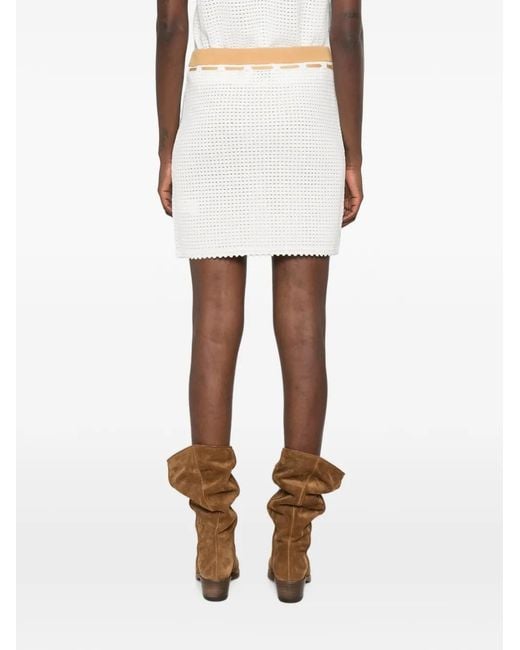 Casablanca White Openknit Drawstring Mini Skirt