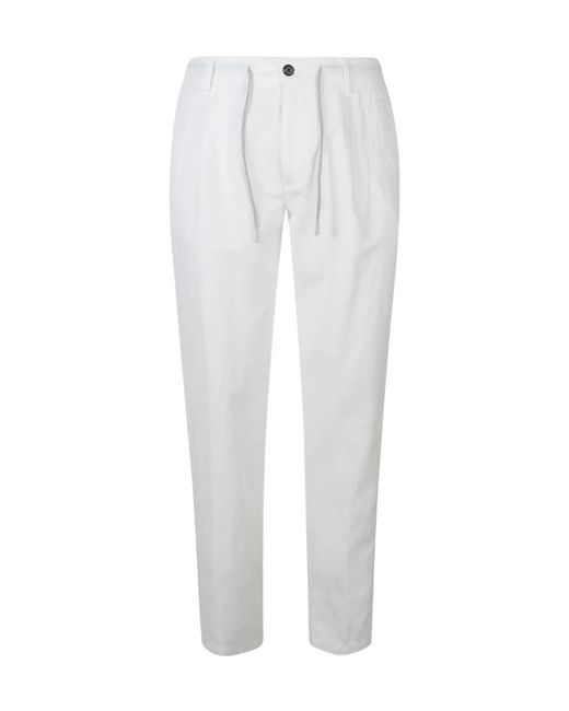 Eleventy White Drawstring Trousers for men