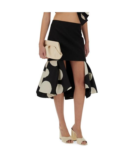 Nina Ricci Black Double Ruffles Midi Skirt