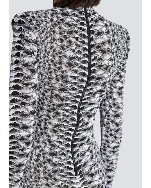 Balmain Multicolor Short Snakeskin Textured Knit Dress