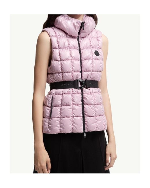Moncler Pink Emilion Square-Quilted Down Gilet