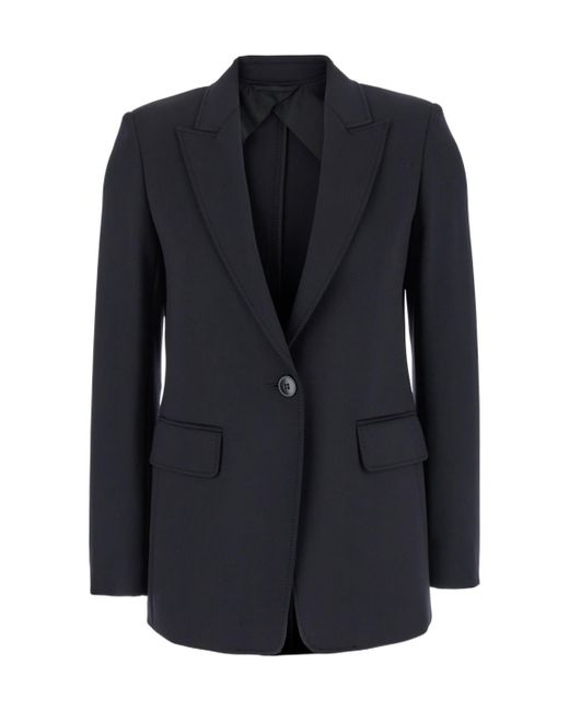 Max Mara Blue Studio Single-Breasted Long-Sleeved Jacket