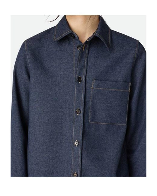 Bottega Veneta Blue Long Sleeved Regular Fit Denim Shirt