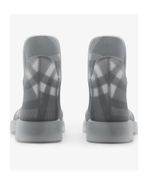 Burberry Gray Marsh Vintage-Check Mesh Pull-On Boots