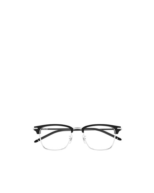 Montblanc White Eyewear Semi-Rim Rectangular Glasses for men