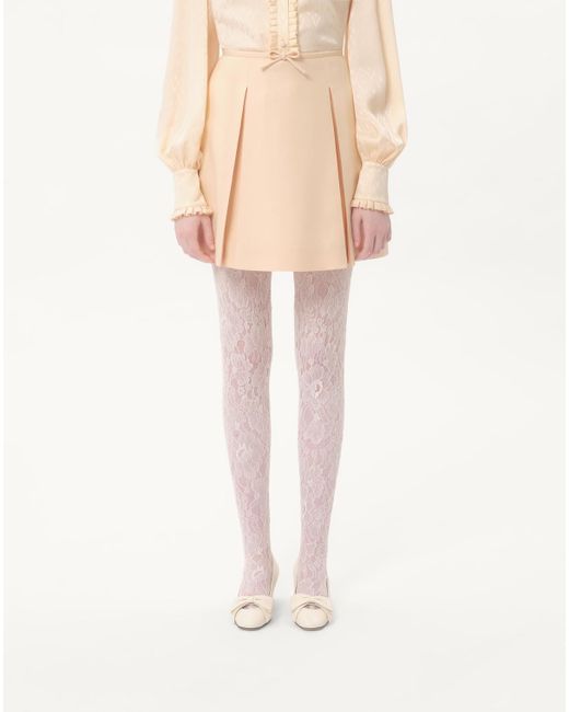 Valentino Natural Bow Detailed Pleated Skort