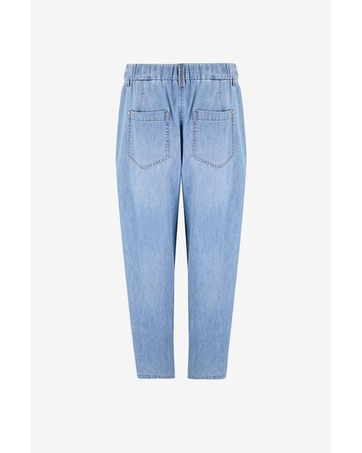 Brunello Cucinelli Blue Elastic Waistband Jeans