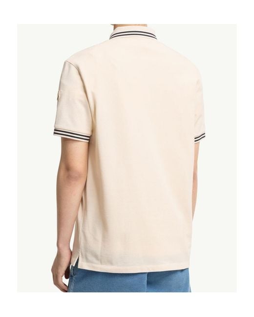 Moncler Natural Tipped Trim Logo Polo Shirt for men