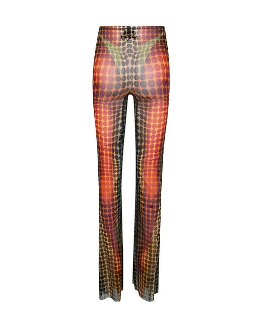 Jean Paul Gaultier Orange Optical Print Flared Pants