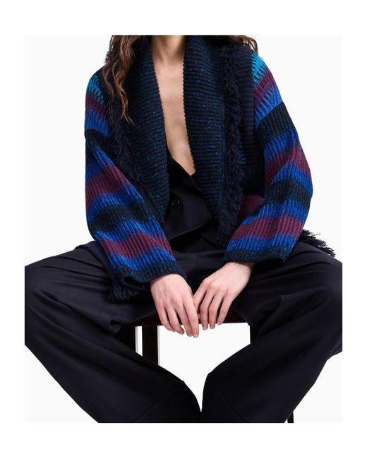 GIORGIO ARMANI X ALANUI Blue Giorgio Armani For Alanui Cashmere Blend Cardigan