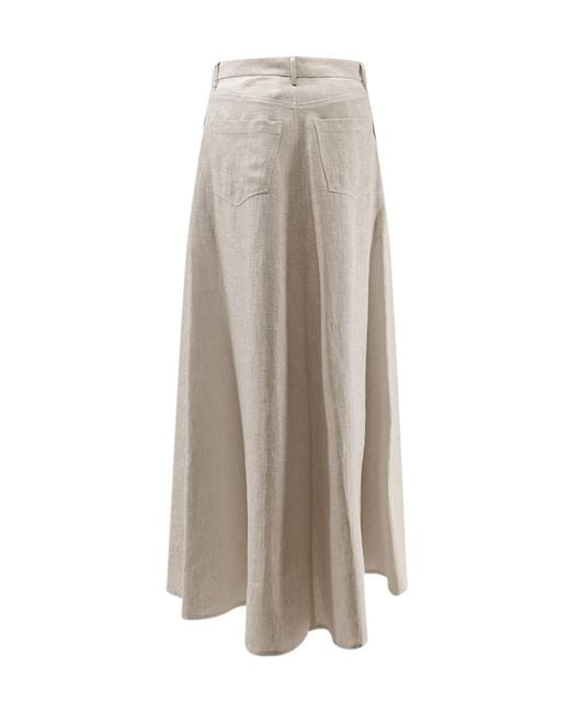 Alysi Gray Patch-Pocket Wide Skirt