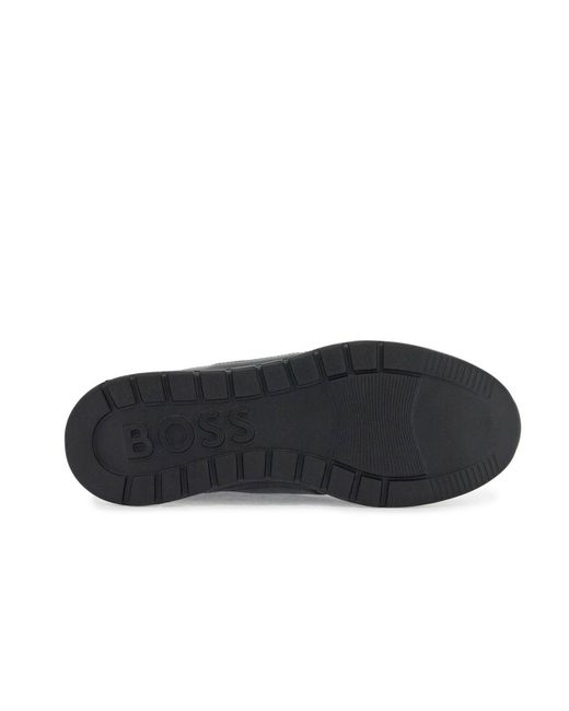 Boss Blue Round-Head Sneakers for men