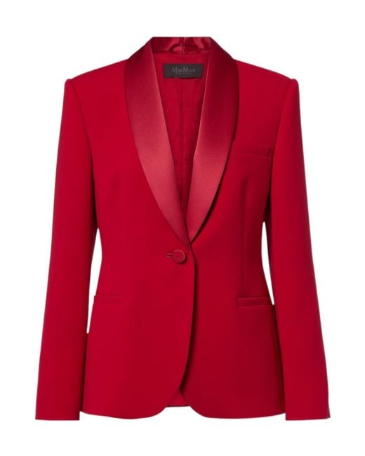 Max Mara Red Long Sleeve Blazer