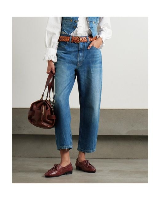 Polo Ralph Lauren Blue Bow High-Rise Tapered Jeans
