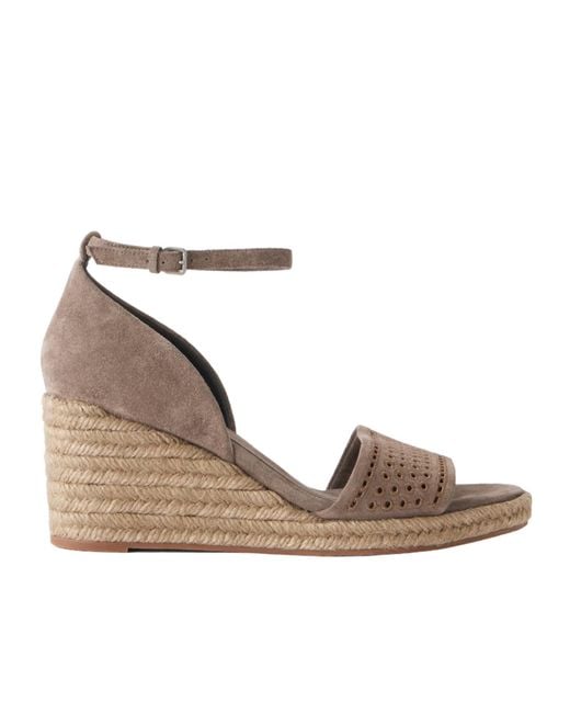 Brunello Cucinelli Natural Suede Espadrille Wedges With Broderie Anglaise