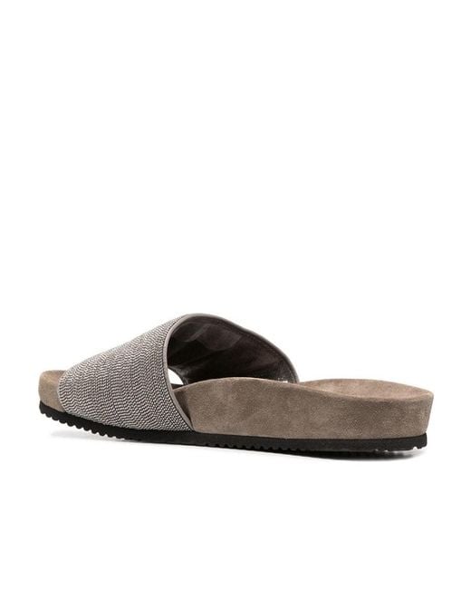Brunello Cucinelli Gray Precious Monili Sandals