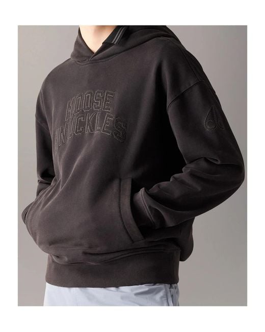 Moose Knuckles Blue True North Logo Hoodie for men