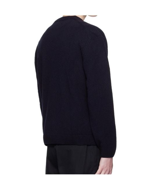 Maison Kitsuné Black Fox-Head Wool Sweater for men