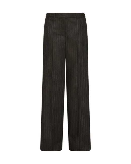 Marella Black Straight-Fit Pure Wool Trousers
