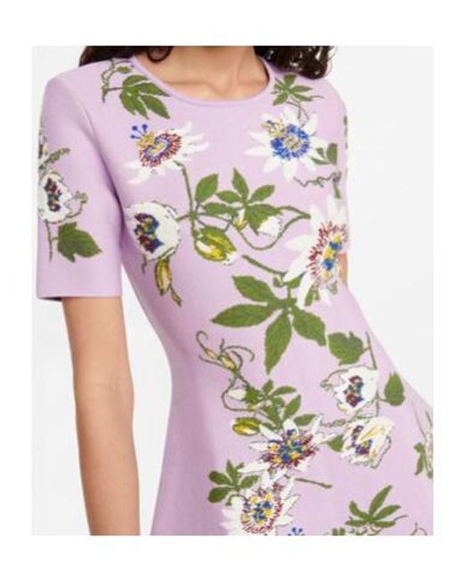 Oscar de la Renta Purple Floral Jacquard Knit Minidress