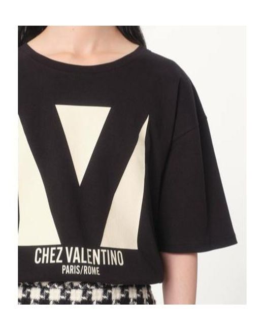 Valentino Black Chez -Printed Crewneck T-Shirt
