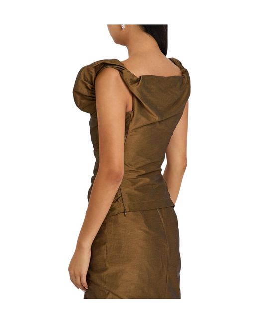 Vivienne Westwood Green Draped Cotton-Blend Top