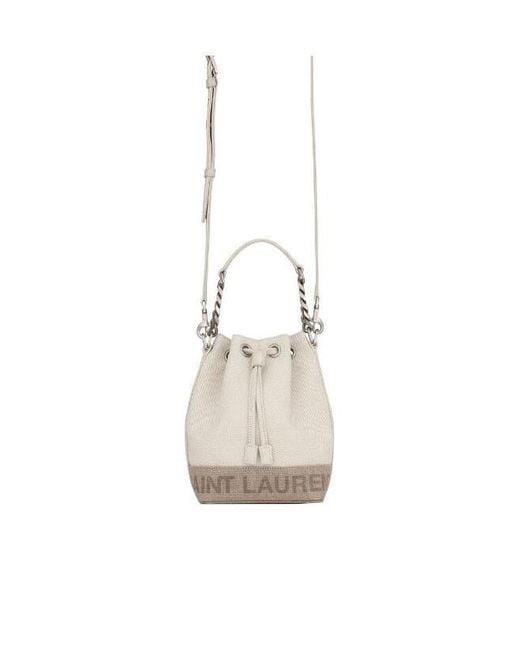 Saint Laurent White Rive Gauche Mini Bucket Bag