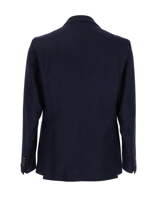 Tagliatore Blue Logo Plaque Double-Breasted Blazer for men