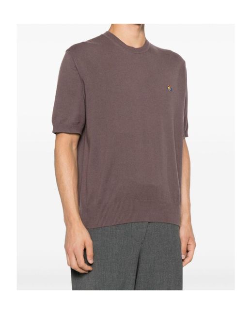 Vivienne Westwood Purple Logo-Embroidered Short-Sleeve Sweater for men
