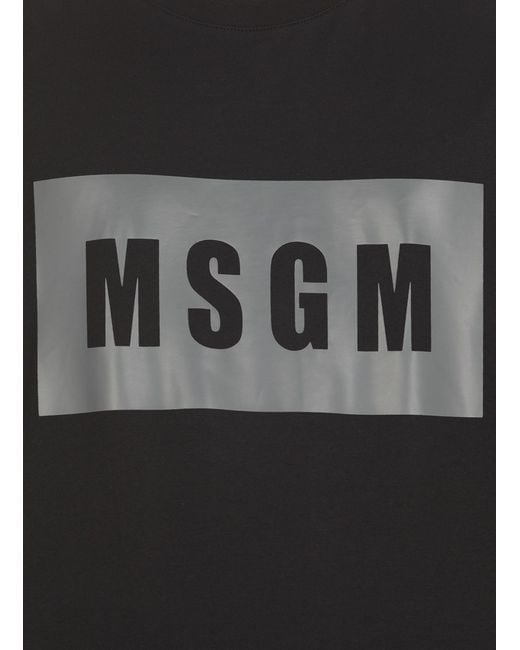 MSGM Black Front Logo T-Shirt for men