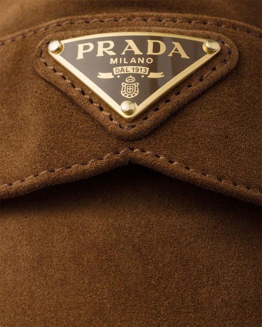Prada Brown Logo Plaque Slip-On Loafers
