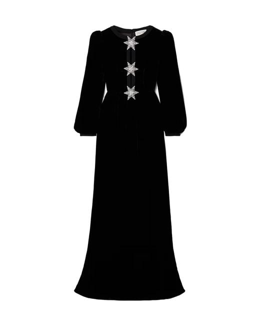 Saloni Black Embellished Velvet Gown
