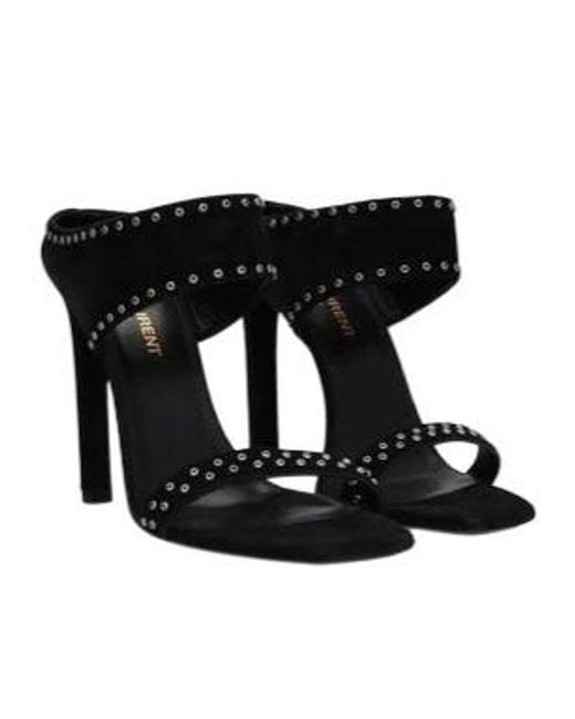 Saint Laurent Black Solid Color Square-Toe High Heels